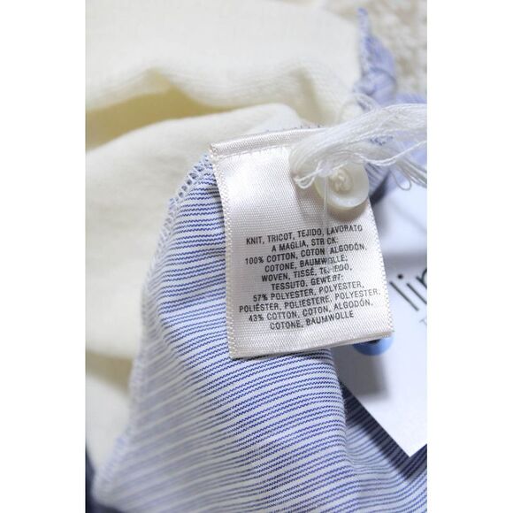 Moth Anthropologie Womens Short Sleeves Sweater White Blue Size Extra Small - Picture 4 of 5